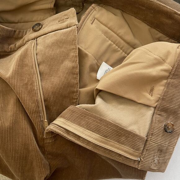 Lauren Ralph Lauren Corduroy Flare Pants Womens 12 Flat Front Slash Pocket Brown - Picture 3 of 10